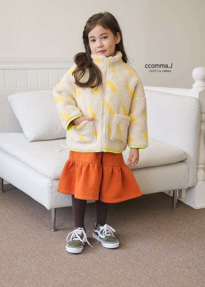 韓國 ccomma. J - 幾何圖形搖粒絨外套-象牙白