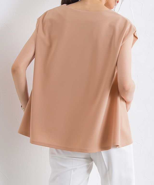 日本 Pierrot - 接觸涼感 小V領雪紡無袖上衣-橘