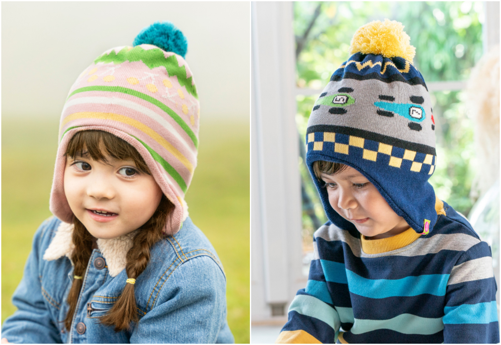 Dabbakids - 瓦拉帽-兒童提花護耳針織帽-賽車高手 (3-10歲)