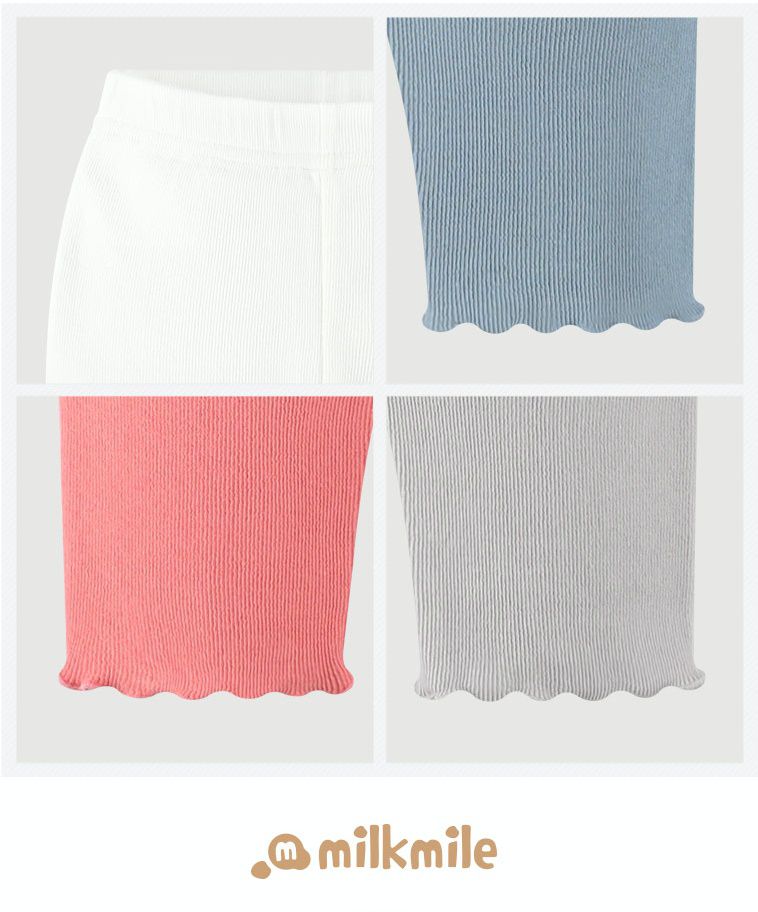 韓國 milk mile - 捲邊羅紋彈力內搭褲-淺灰