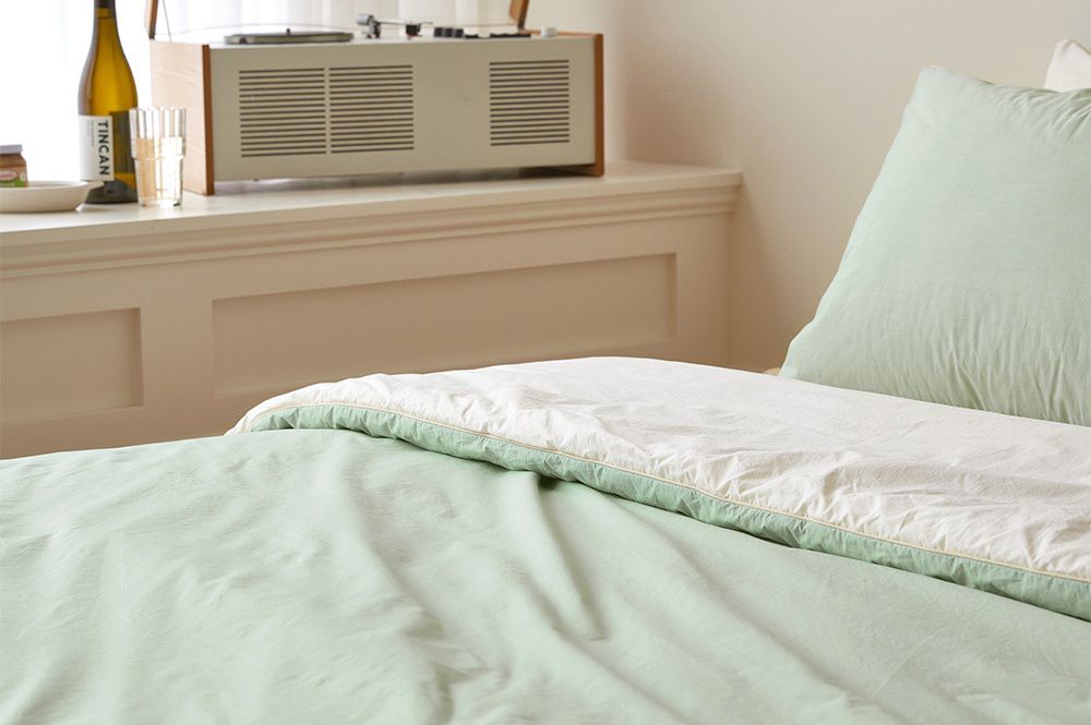 韓國 Maatila - 可水洗雙色高密度60支棉棉被(贈收納袋)-薄荷葉茶