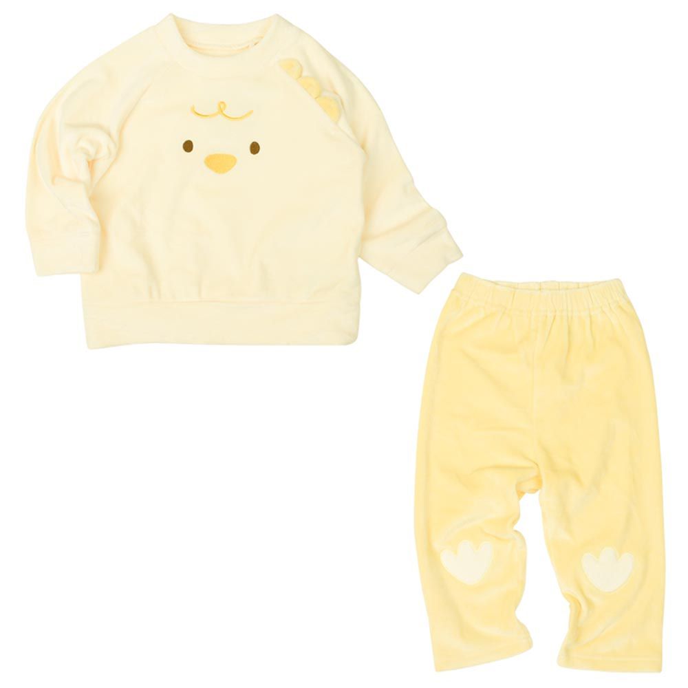 幫助睡眠長袖軟綿彈性家居服-黃色