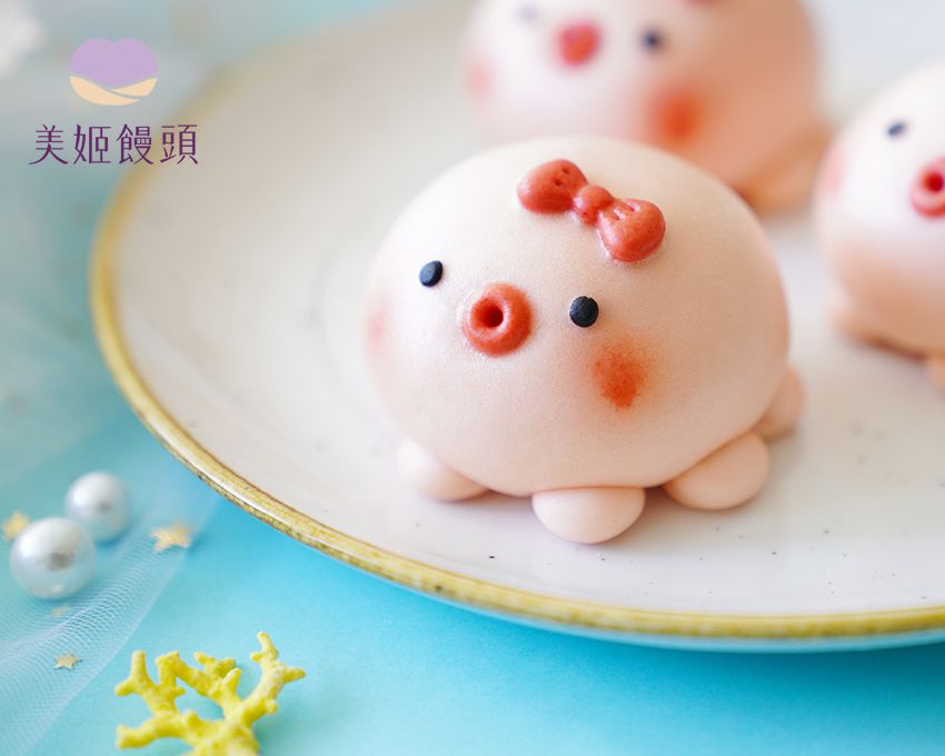 美姬饅頭 - 章魚妹妹鮮乳造型芝麻包 (6入)-55g/顆