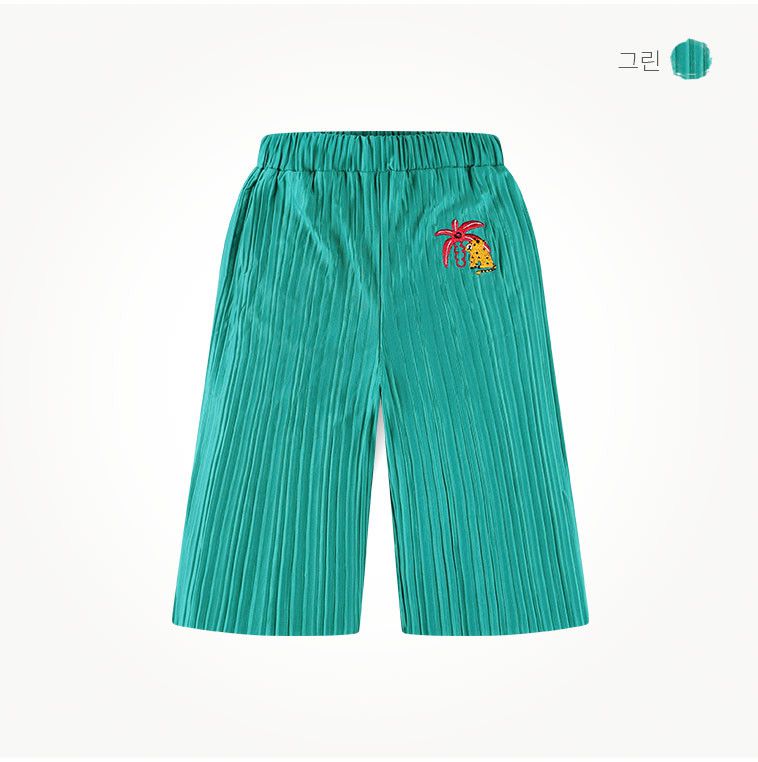 韓國 milk mile - 鬆緊腰寬版風琴褲-綠