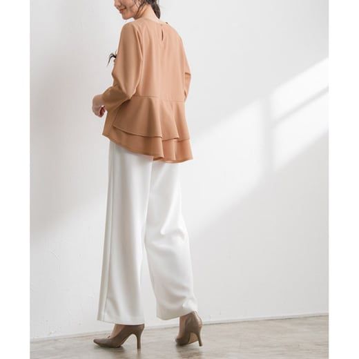 日本 Pierrot - 甜美層次荷葉擺長袖上衣-黑