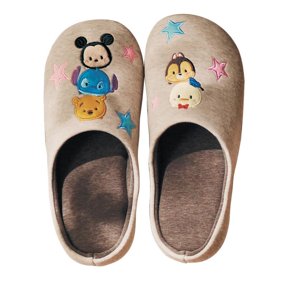 日本千趣會 - 迪士尼室內拖鞋(低反發)-Tsum Tsum-杏咖啡