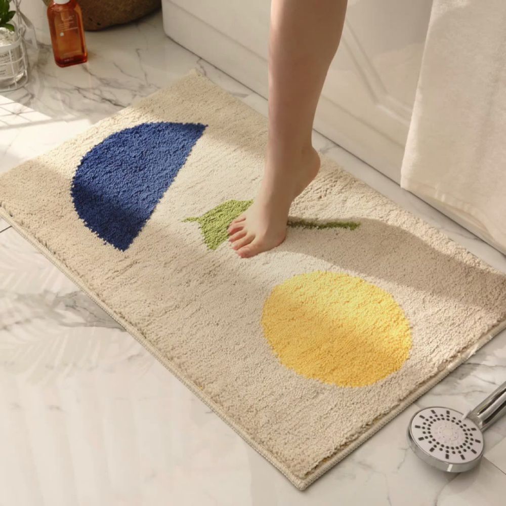 快速吸水植絨浴室腳踏墊-日不落-米黃色