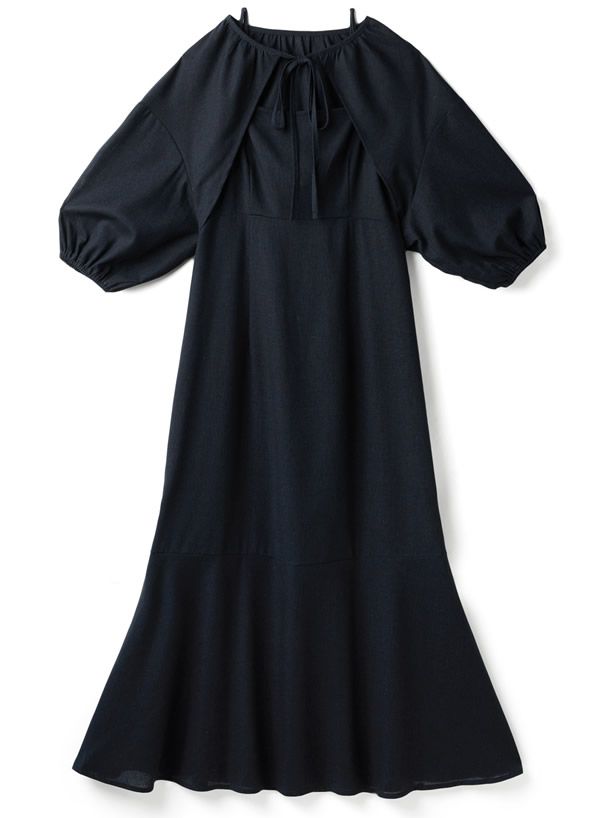 日本 GRL - 兩件式小外套魚尾修身洋裝-靜謐藍