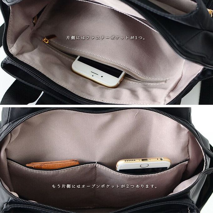日本 aroco - 9口袋微光澤多功能後背包/手提包-摩卡