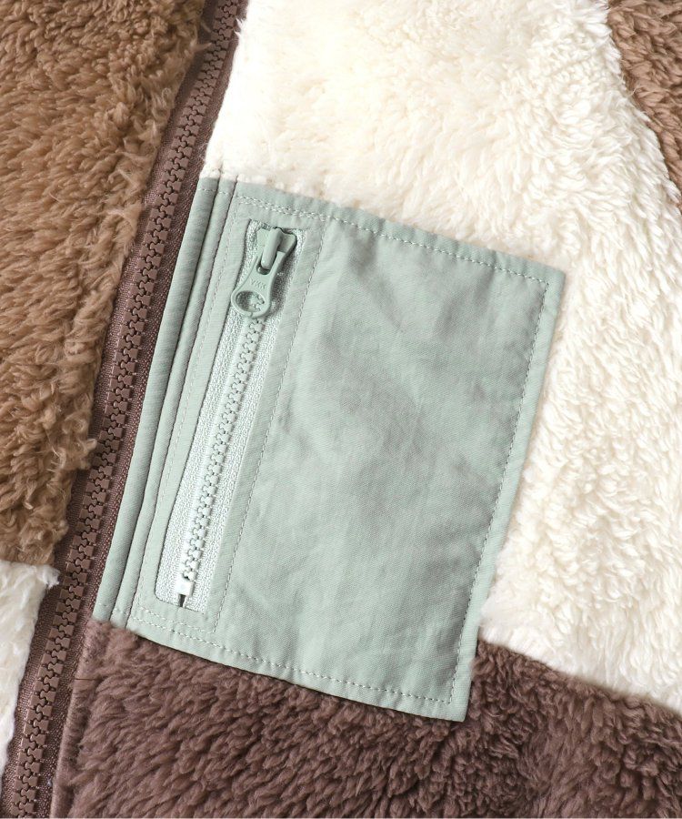 日本 apres les cours - 蓬鬆拼接風多彩絨毛外套-摩卡系