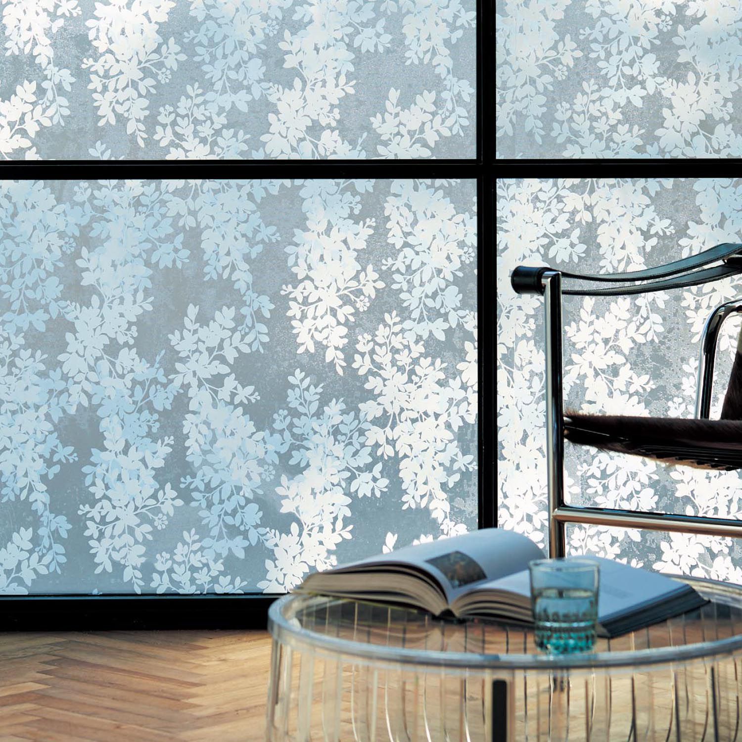 日本千趣會 - 日本製 99%抗UV光影窗貼(靜電式)-白色葉子