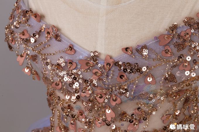 唯美星空卡肩式禮服-拖擺款-紫色