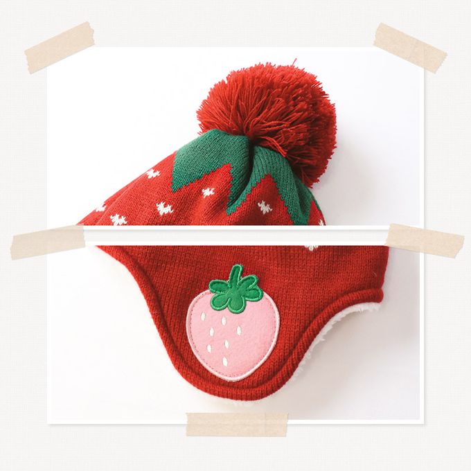 日本 ZOOLAND - 夢幻蓋耳針織保暖毛帽-花花-米黃