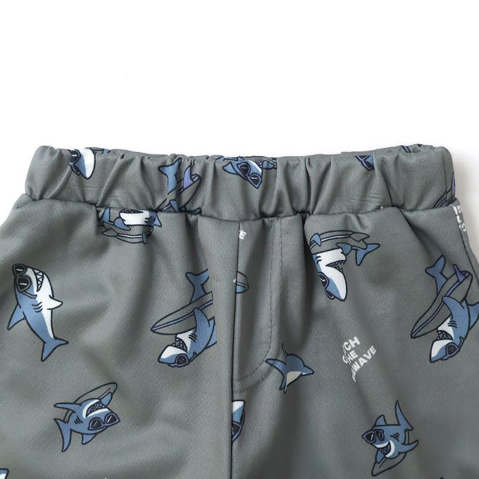 日本 ZOOLAND - 接觸冷感 透氣鯊魚印花短褲-深藍