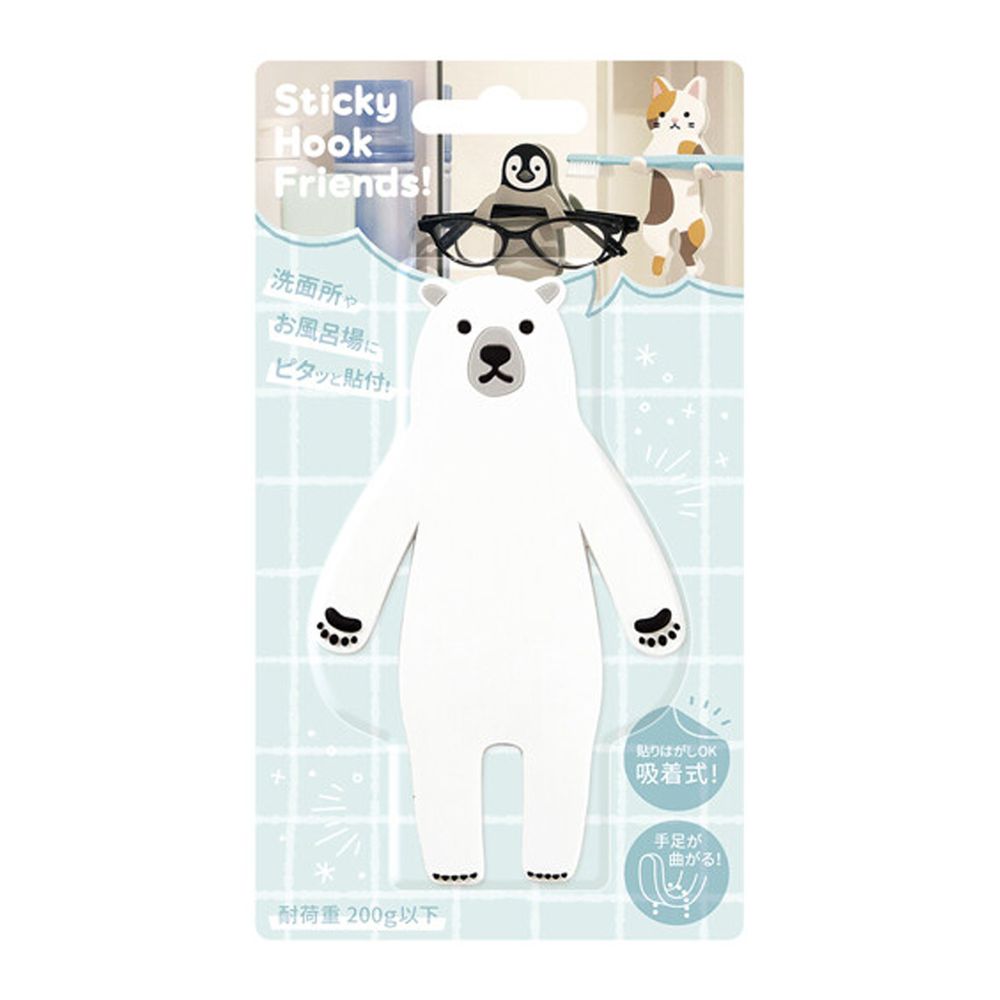 日本 TOYO CASE - 可彎折黏貼式置物掛鉤-北極熊