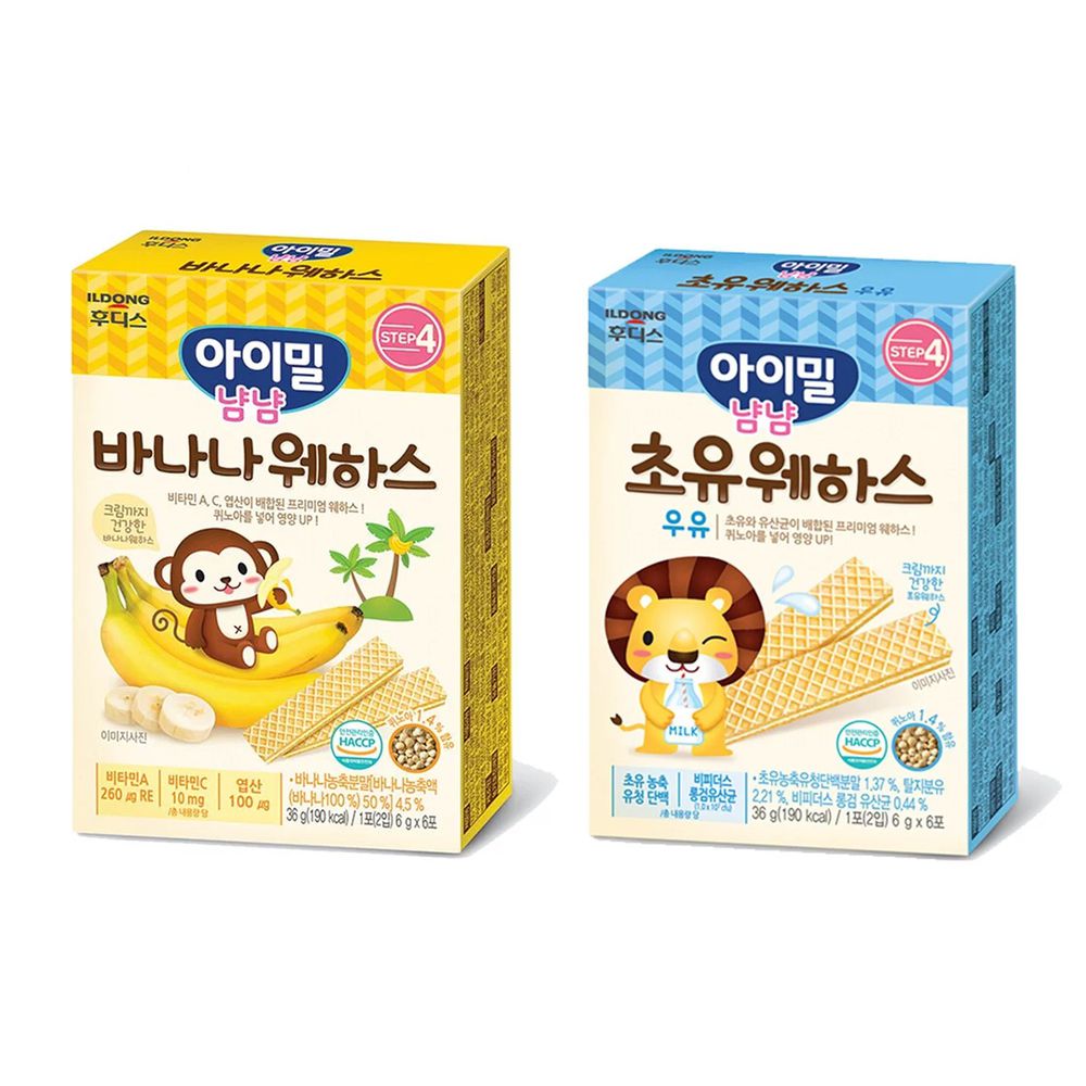 韓國Ildong Foodis日東 - 藜麥威化餅二入組-初乳牛奶*1+香蕉*1