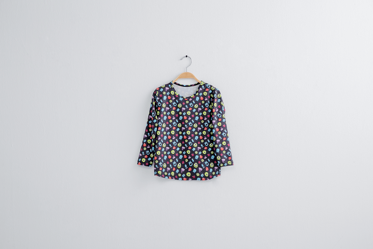 WIWI - 繽紛怪獸電力溫灸刷毛圓領發熱衣-童-經典黑