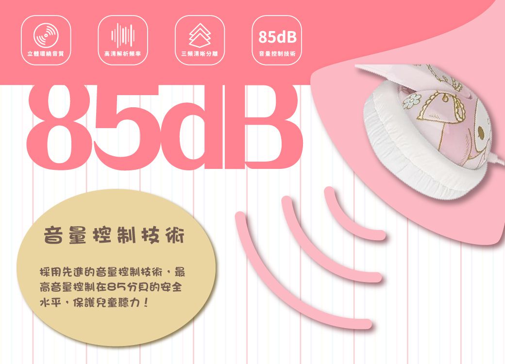 Hong Man - 三麗鷗系列 兒童耳機 可愛耳朵造型款(線控式麥克風)-布丁狗
