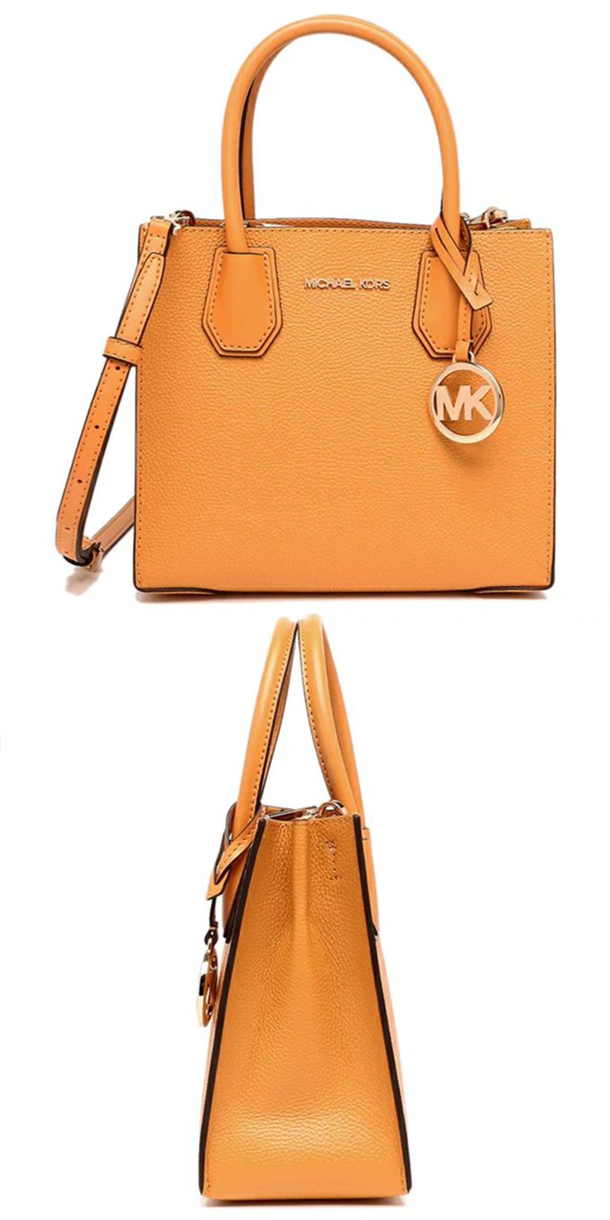 MICHAEL KORS - 素面皮革兩用包-桔黃