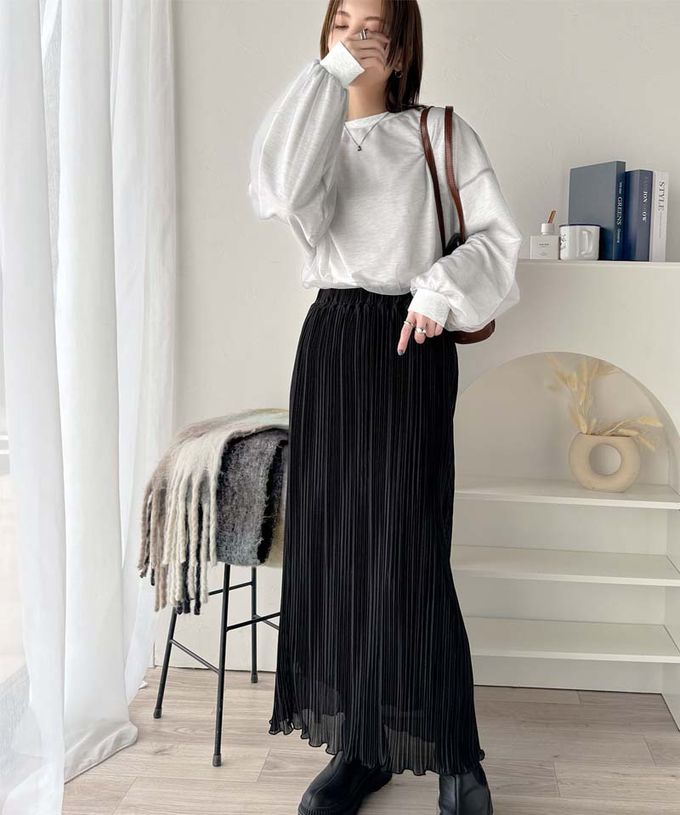 日本 Classical Elf - Java 透膚薄紗層次上衣-背後標籤印花-燕麥灰