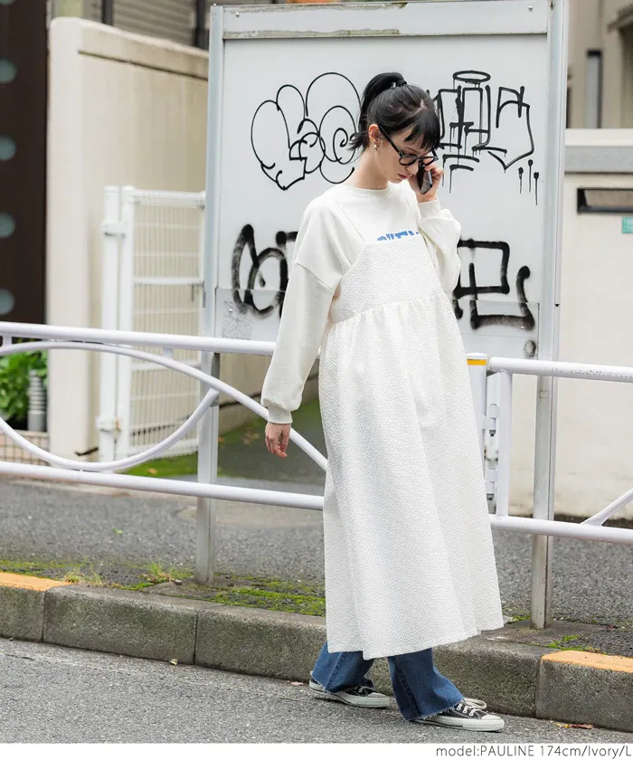 日本 COCA - 經典立體雲朵皺縮吊帶裙-大人-簡約黑