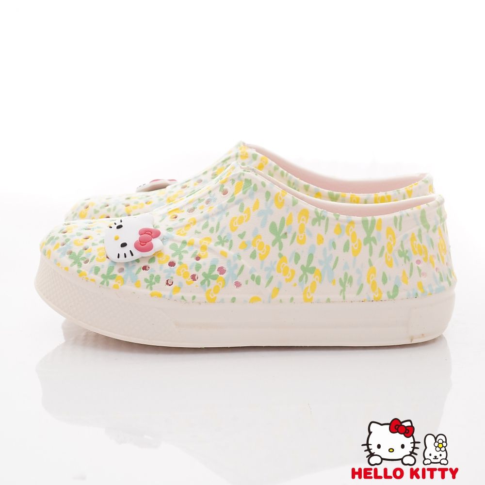 HELLO KITTY - 凱蒂貓可愛碎花洞洞鞋(中小童段)-休閒鞋-白綠