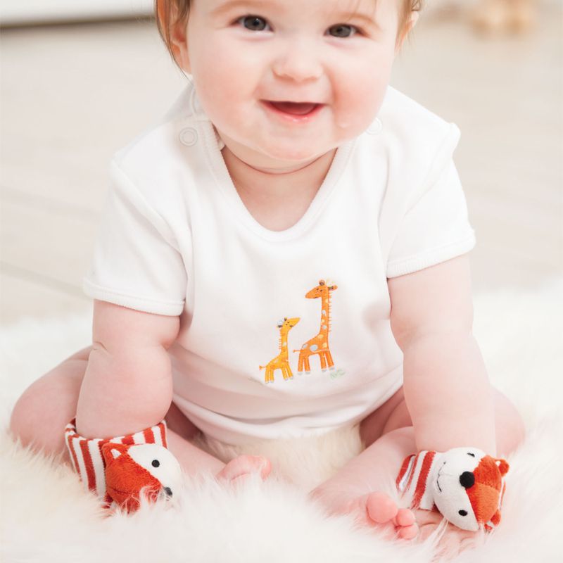 英國 JoJo Maman BeBe - 手腕響鈴玩具兩入組-俏皮狐狸