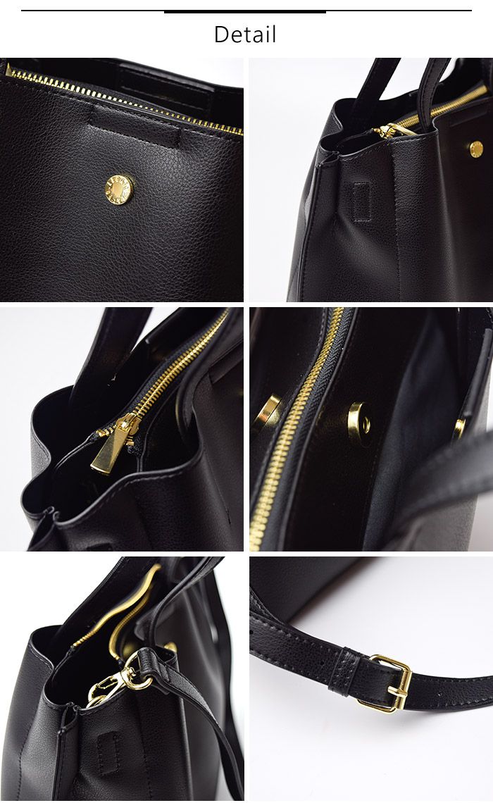 日本 Legato Largo - 輕量PU時尚大容量斜背肩背包-BK黑色 (21x32x13cm 肩背約88~122cm)