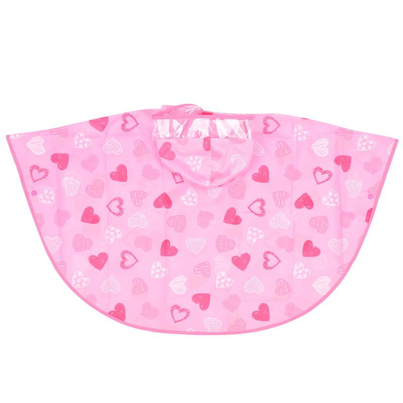 akachan honpo - 短斗篷式雨衣-愛心-粉紅色 (90cm)