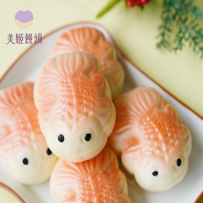 美姬饅頭 - 小金魚鮮乳造型紅豆包-50g/顆*6入裝