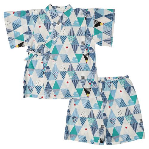 akachan honpo - 幼童兩件式甚平-富士山鱗紋-米白色-日本製