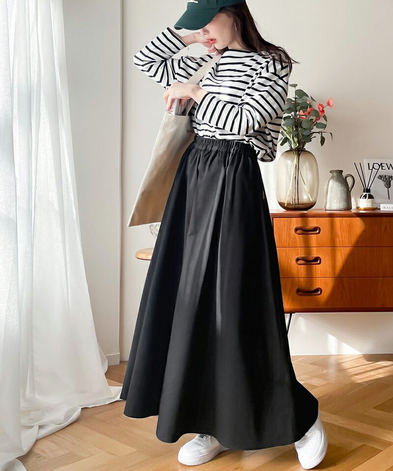 日本 Classical Elf - 百搭垂墜感修身長裙-黑