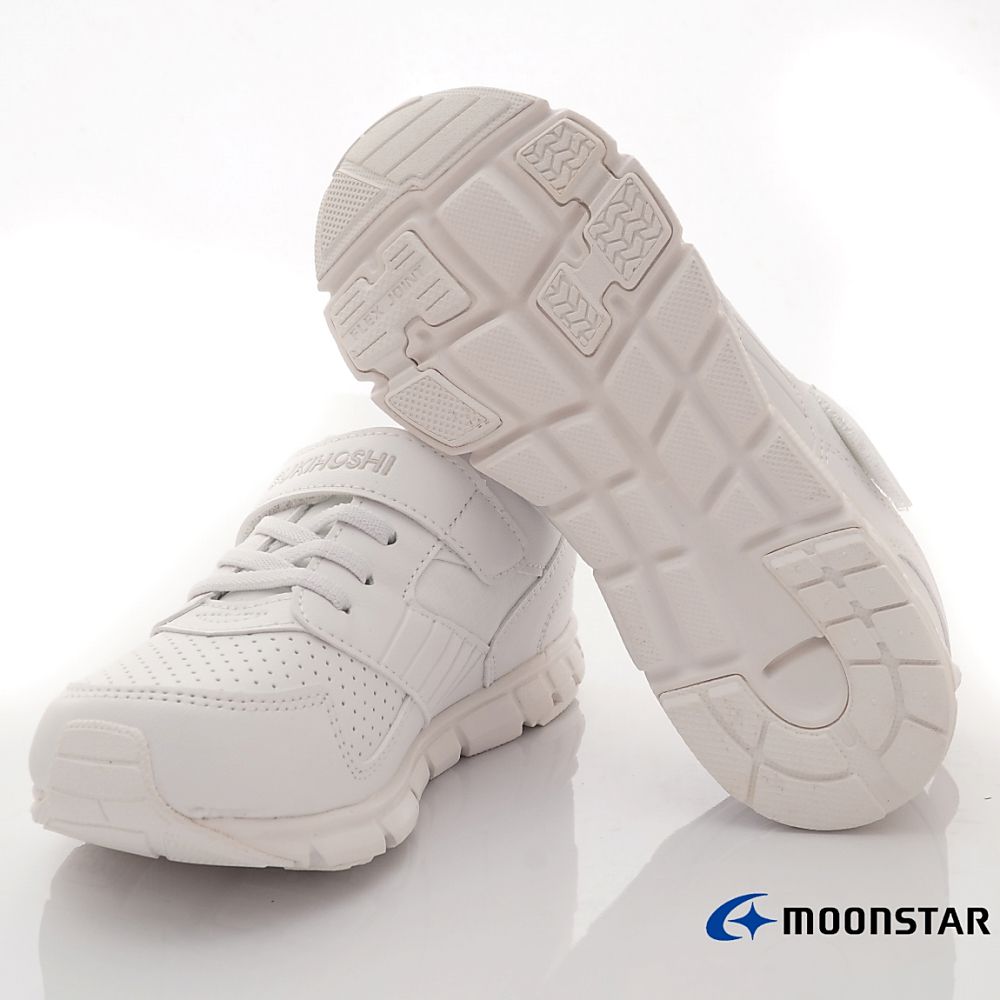 Moonstar日本月星 - 月星兒茶素系列純白運動款(中大童段)-運動鞋-白