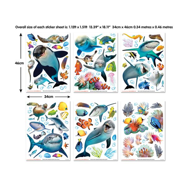 英國 Walltastic - 實境壁貼-海底世界-124張貼紙