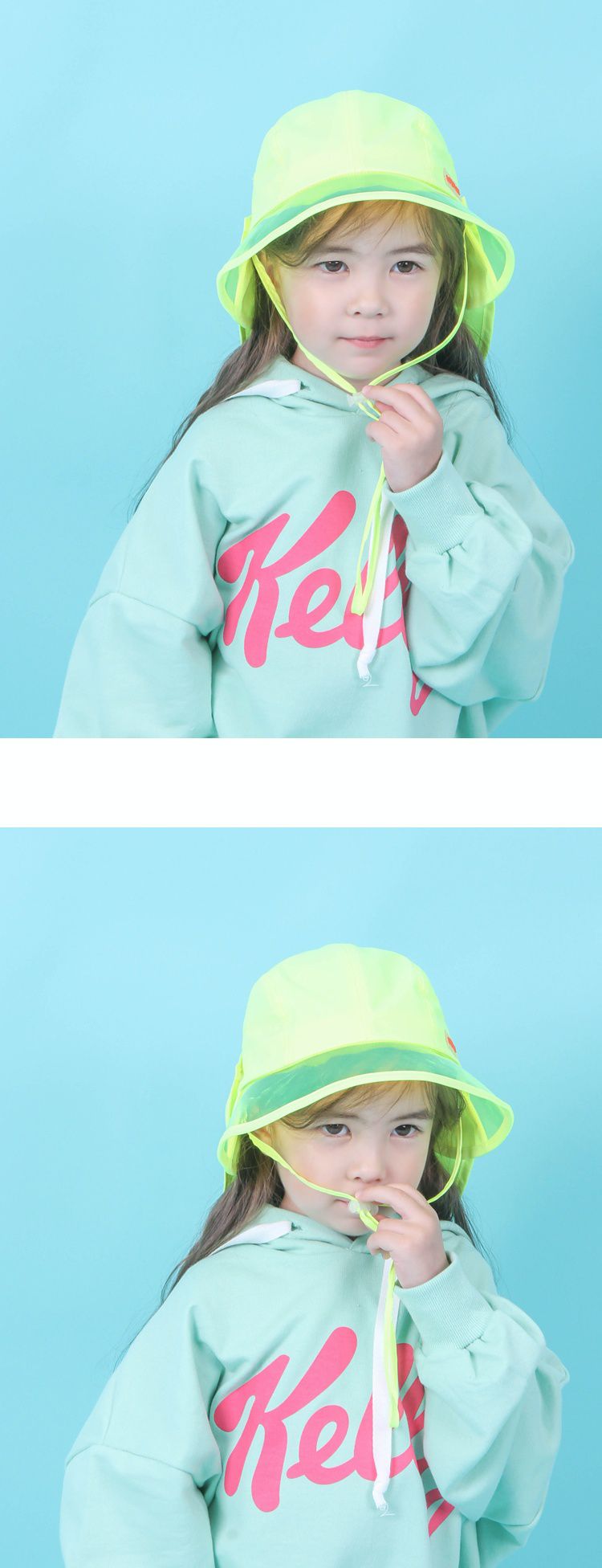 韓國 Babyblee - 抗UV遮陽板遮脖防曬帽-粉紅 (頭圍：L(50-54cm))