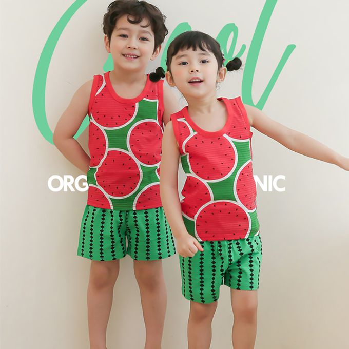 正韓 Puco - 超優質嬰幼兒/兒童無袖100% 有機棉家居服/睡衣-冰涼西瓜