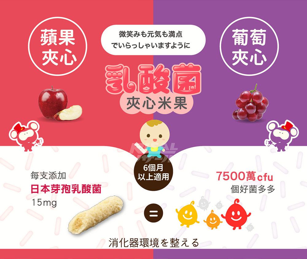 小兒利撒爾Risal - 啾米乳酸菌夾心米果(葡萄)