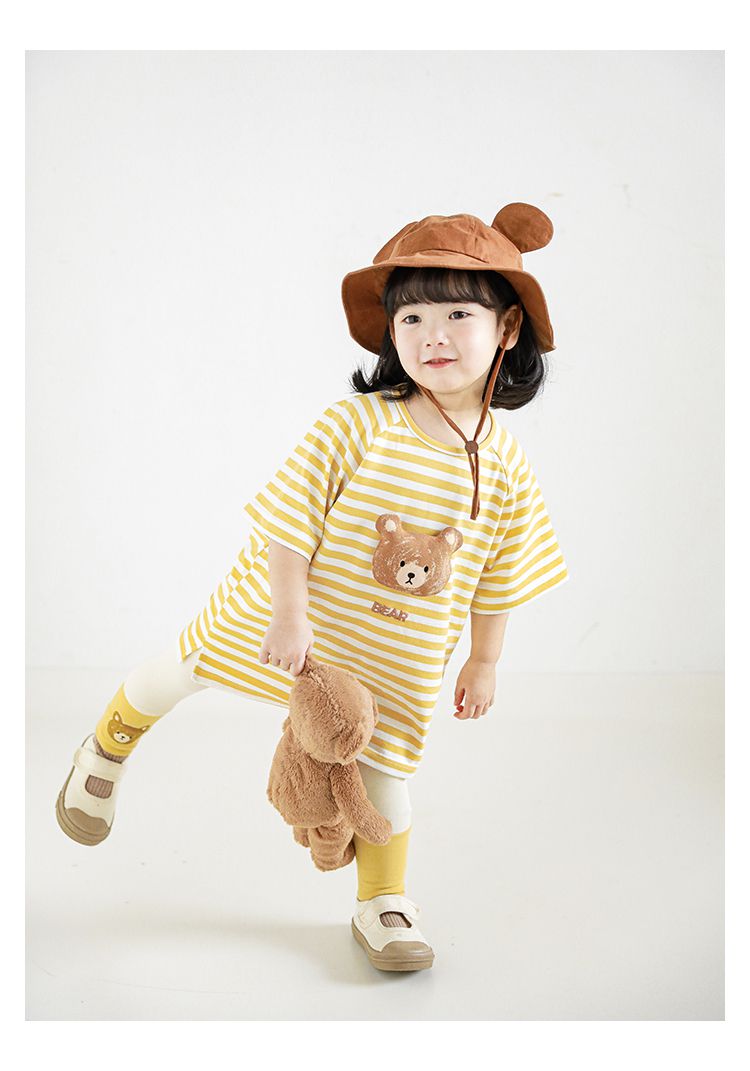 立體條紋休閒短袖上衣-小鴨-粉色