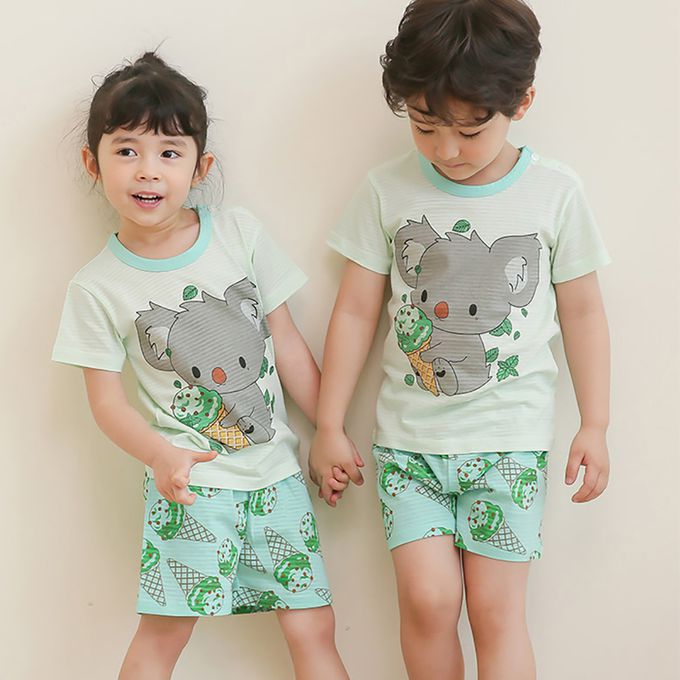 正韓 Puco - 超優質嬰幼兒/兒童短袖100% 有機棉家居服/睡衣-無尾熊吃冰淇淋
