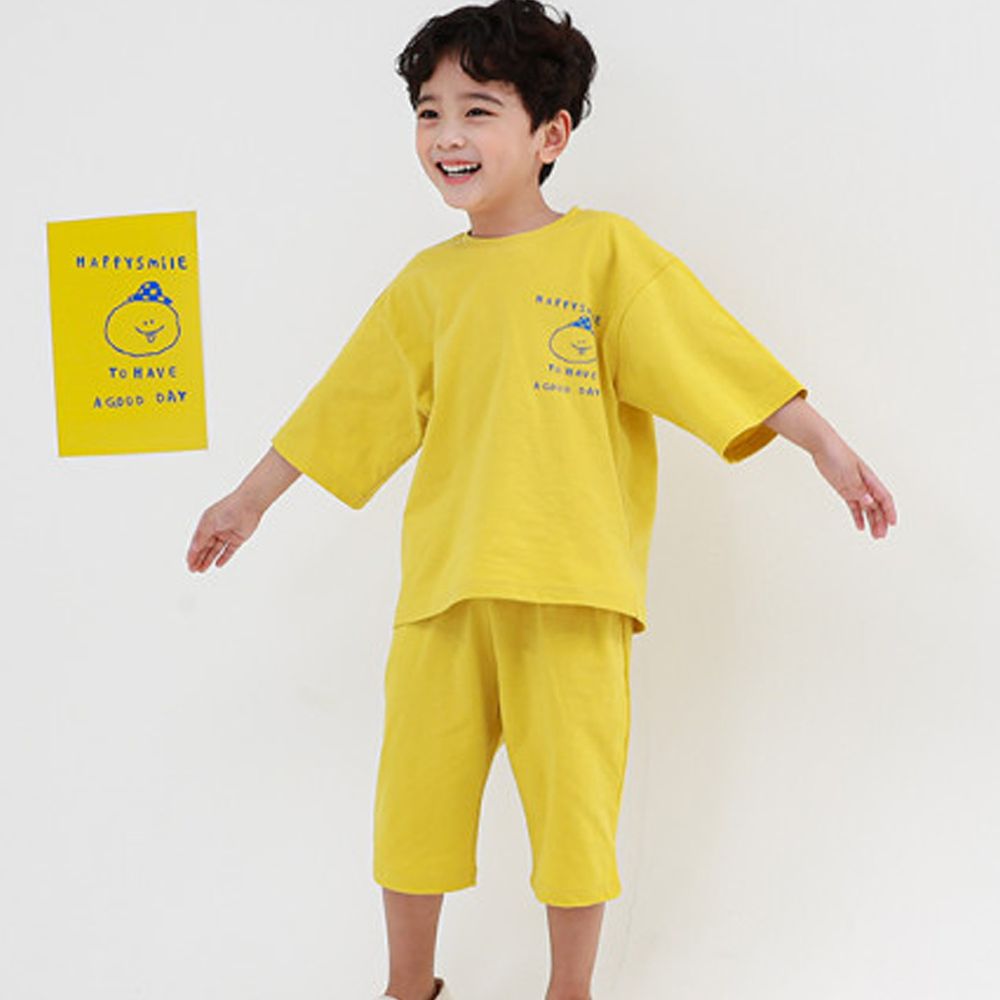 韓國 Ppippilong - 純棉休閒7分袖套裝-開心小子