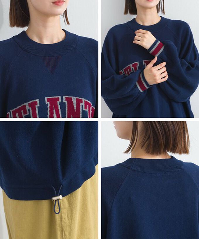 日本 Lupilien - 明亮撞色學院風抽繩針織上衣-酒紅