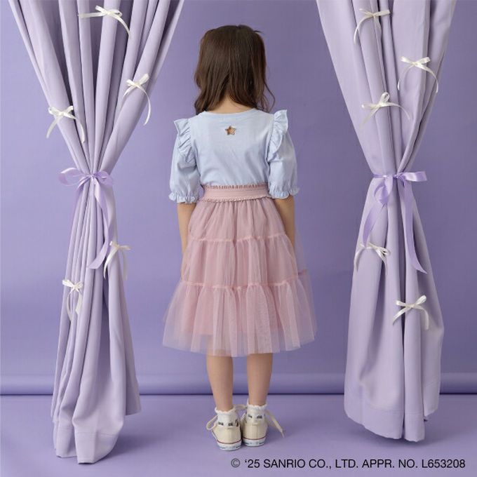 日本 Lycee mine - 可愛刺繡星星鏤空短袖上衣-卡通人物酷洛米-紫丁香