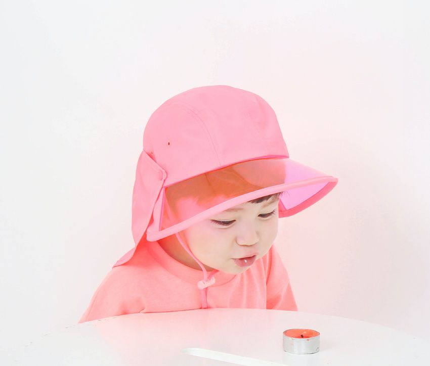 韓國 Babyblee - 抗UV遮陽板遮脖防曬帽-粉紅 (頭圍：L(50-54cm))