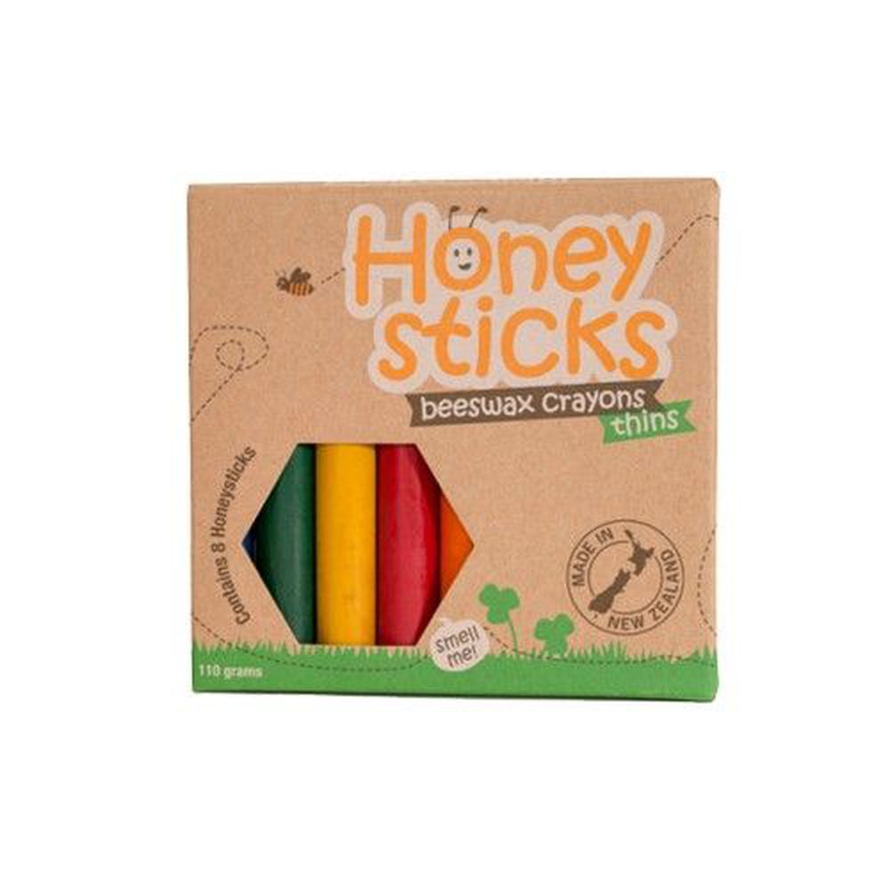 紐西蘭 Honey Sticks - 純天然蜂蠟無毒蠟筆-5歲以上學童適用-細長型-8色
