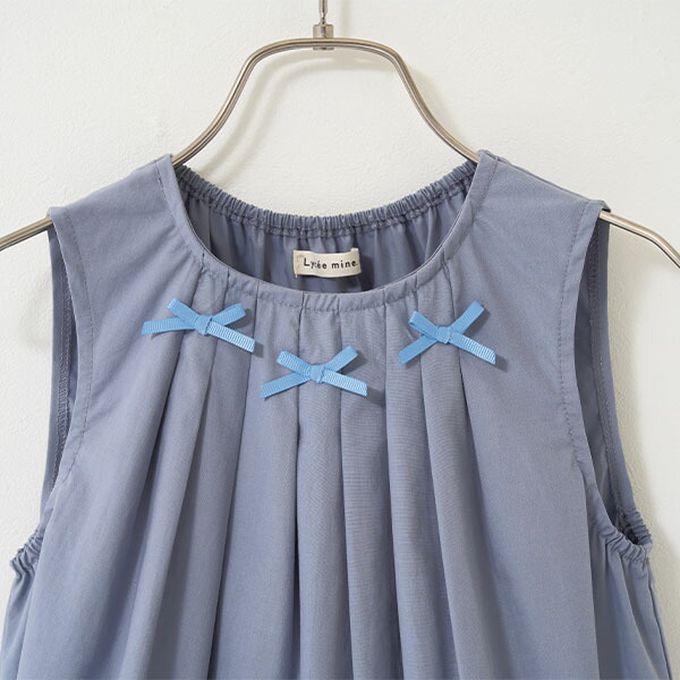 日本 Lycee mine - 甜美蝴蝶結分層無袖洋裝-咖啡