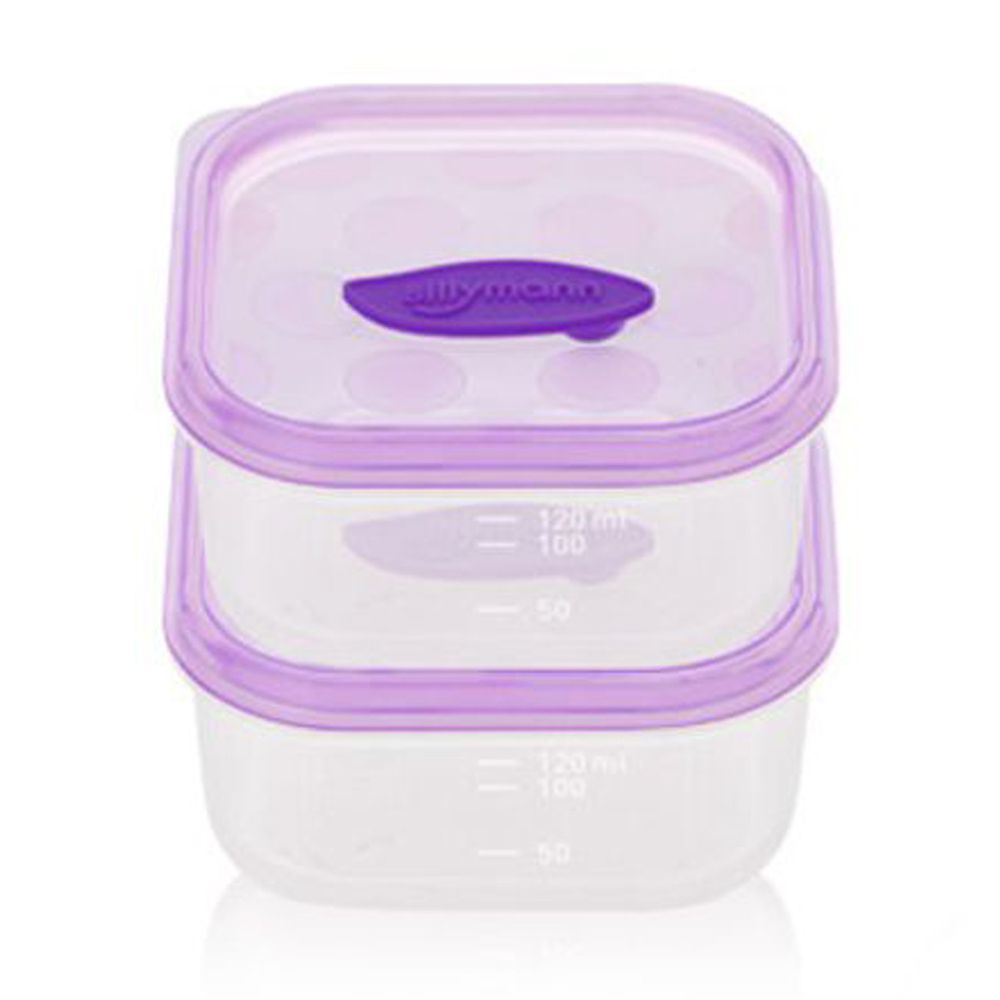 韓國 sillymann - 100%鉑金矽膠副食品保鮮盒-120ml(2入裝)-紫色-120ml