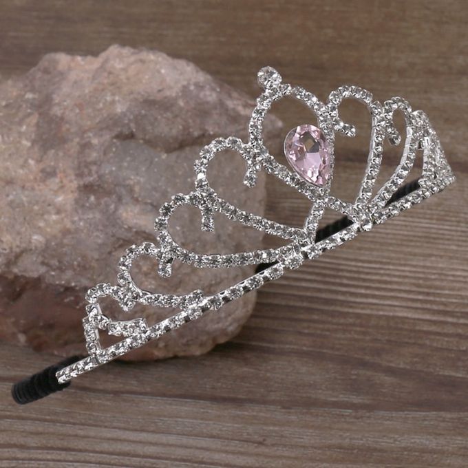 love, charlotte - 水鑽蝴蝶結華麗公主髮箍-銀色+白水鑽