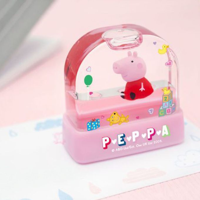 可愛卡通印章 - 水世界飄浮印章-彩繪佩佩豬(外殼粉)-紫 (3x1cm)