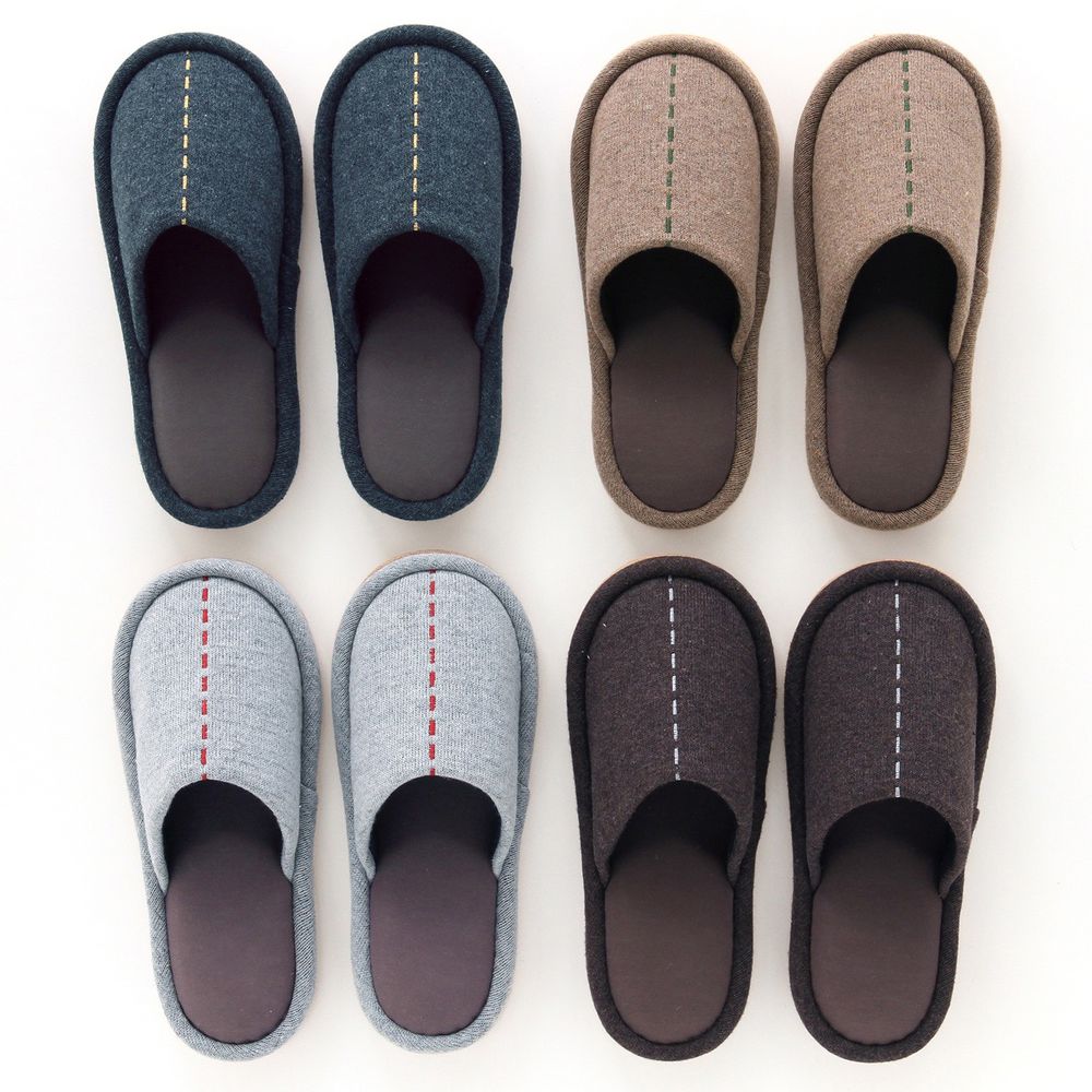 日本千趣會 - 北歐風簡約質感針織室內拖鞋四雙組-灰咖色系 (22-25cm)