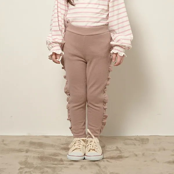 日本 Lycee mine - Anywhere系列 側面荷葉邊9分褲-水藍